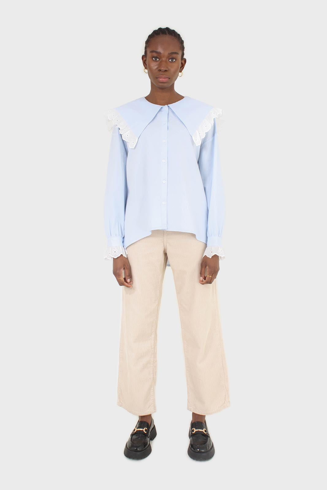 Ivory corduroy loose fit trousers - 812_10