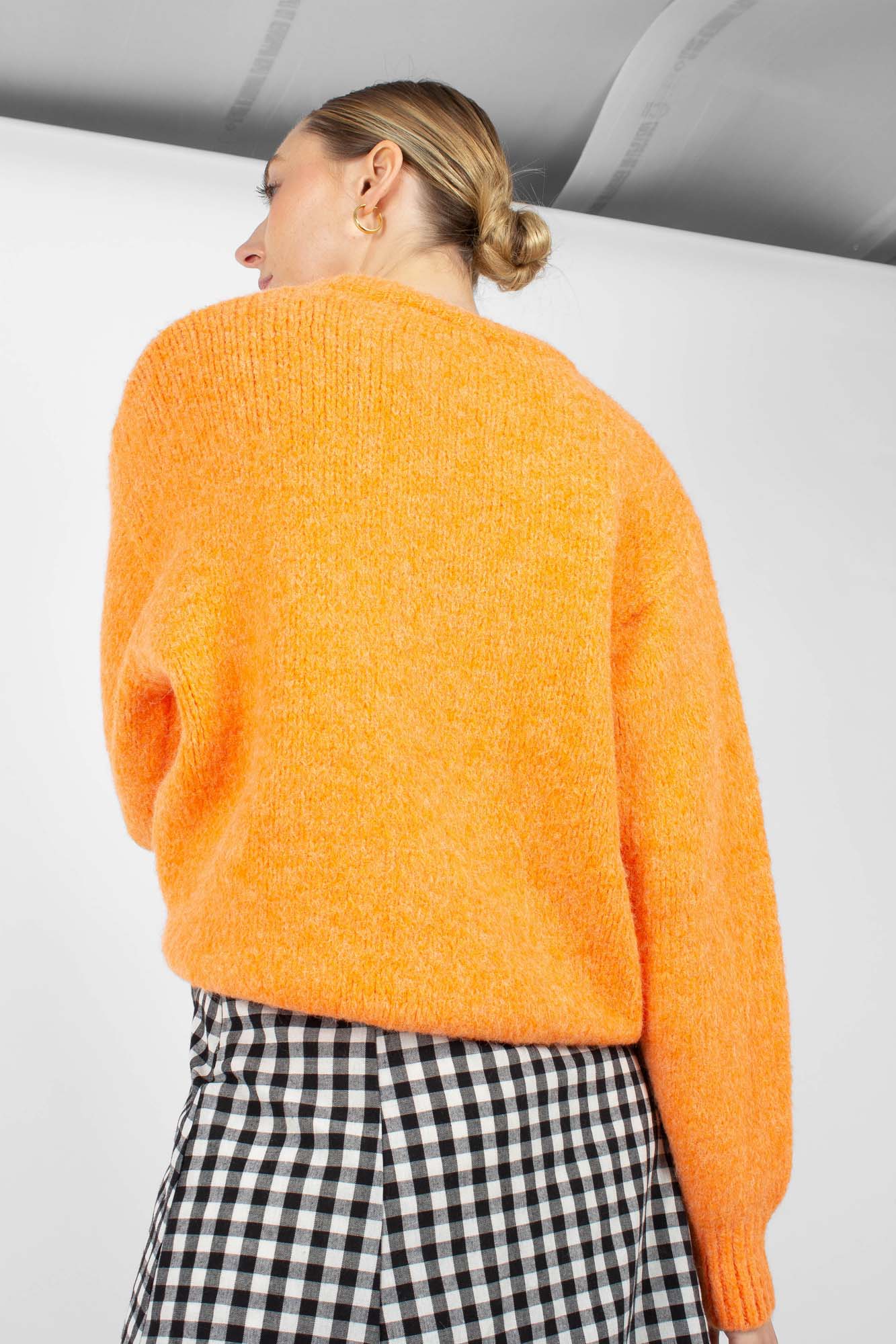 Bright orange crew neck loose fit jumper_3