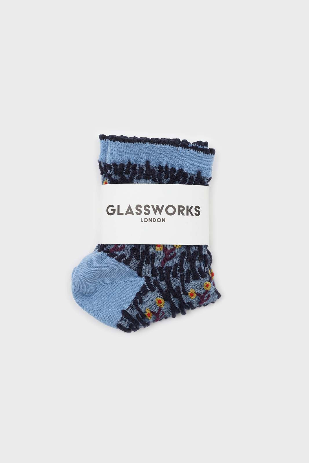 Blue and yellow cherry textured socks_3