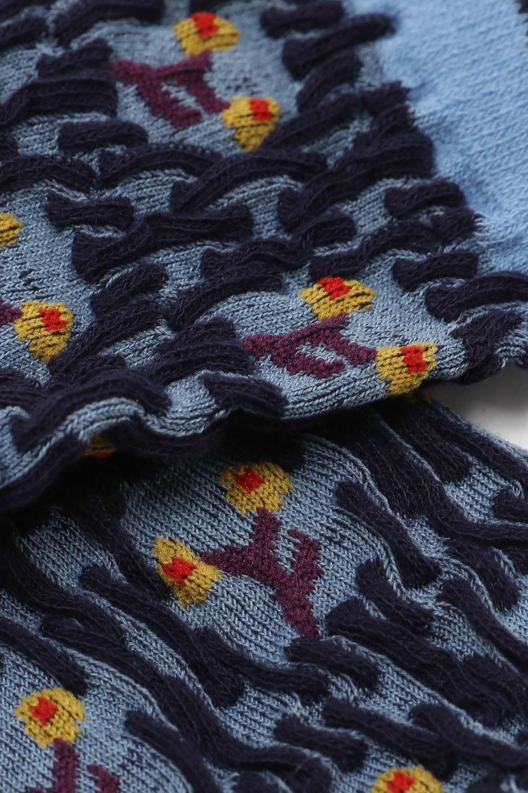 Blue and yellow cherry textured socks_2