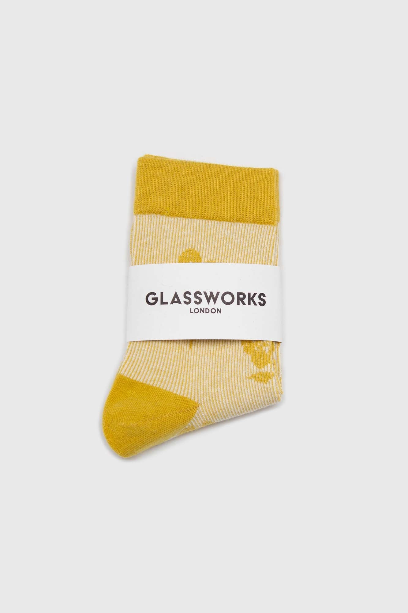 Yellow jacquard flower socks_3