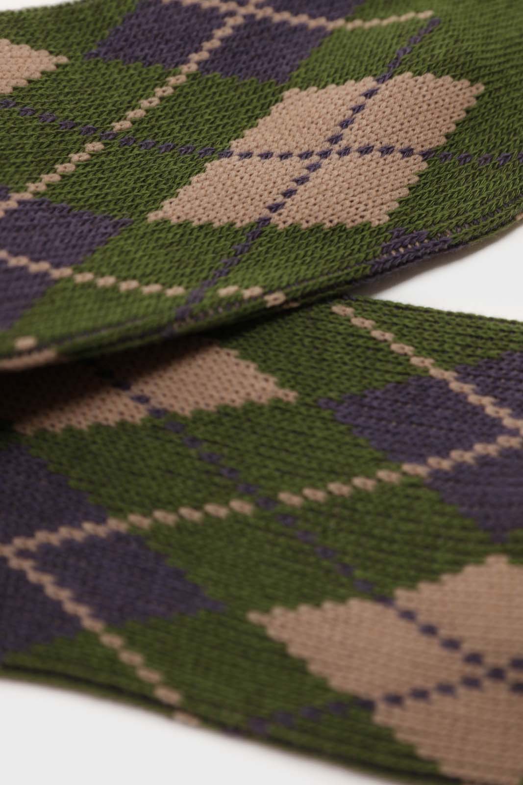 Khaki blue and beige argyle socks_2