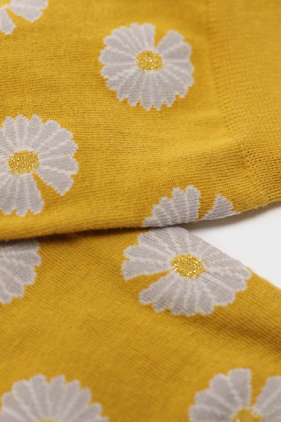 Mustard and grey daisy print socks_2