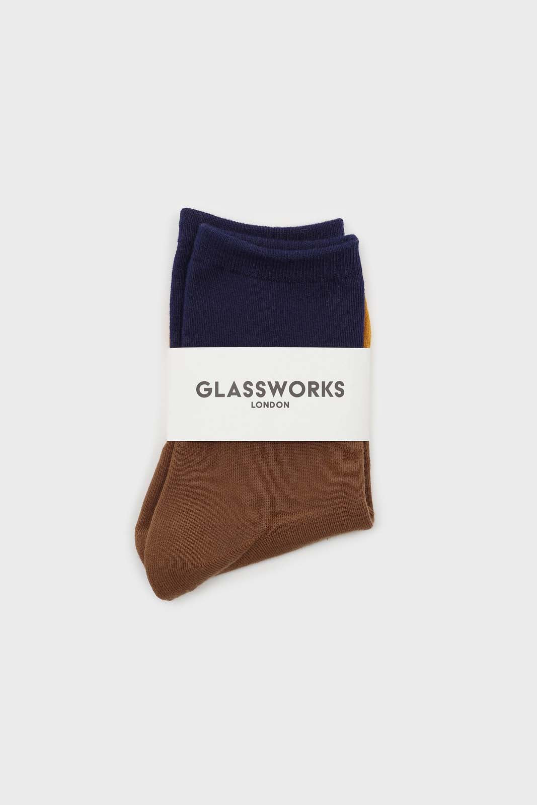Camel and blue triple colorblock socks_3