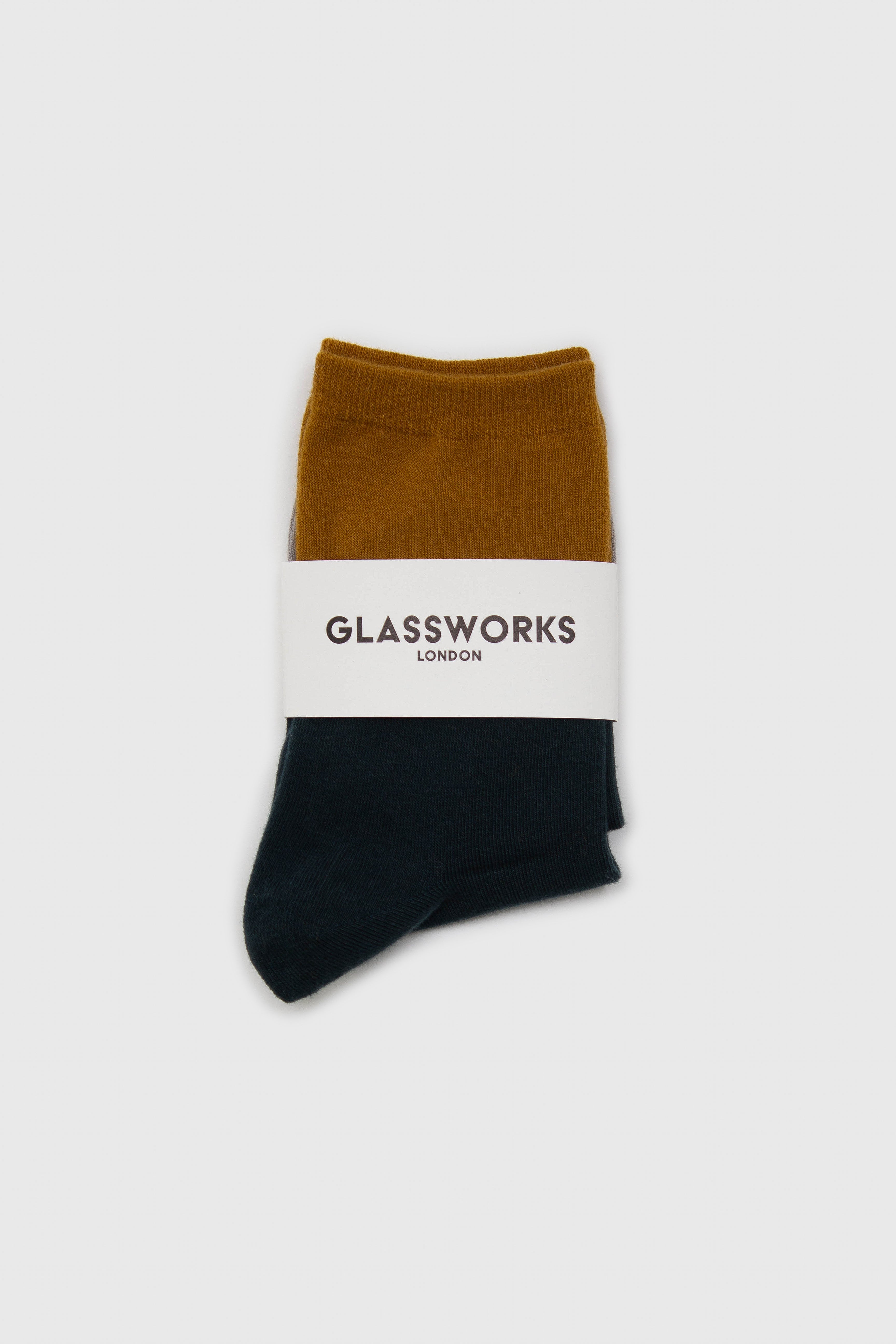 Teal and mustard triple colorblock socks_3