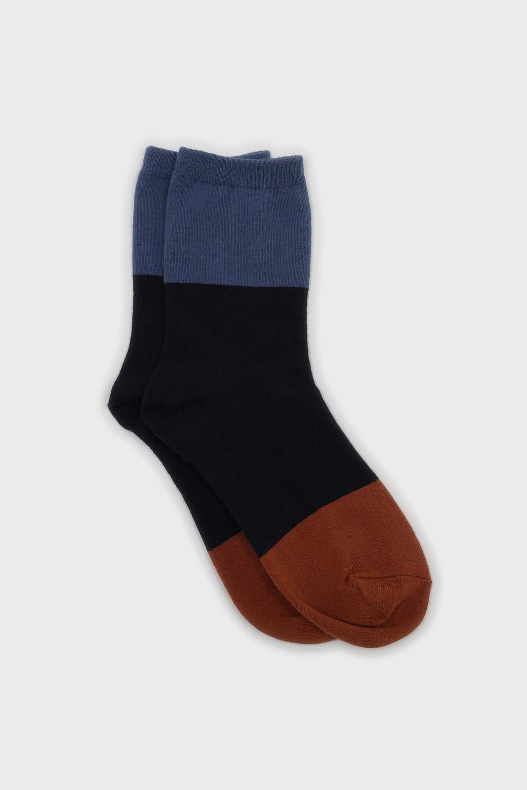 Navy and blue triple colorblock socks_1