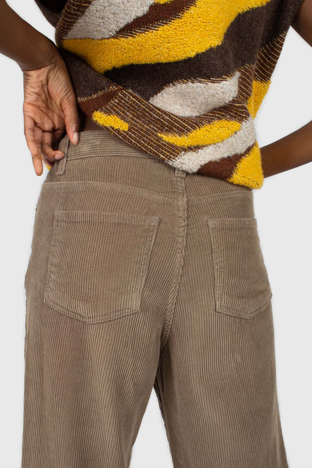 Beige corduroy loose fit trousers - 812_2