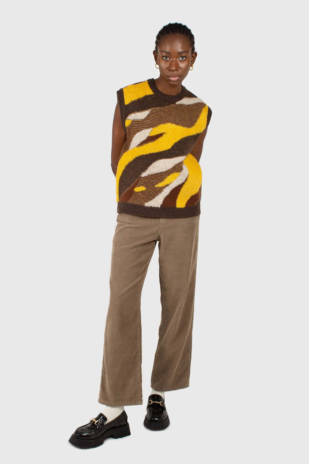 Beige corduroy loose fit trousers - 812_6