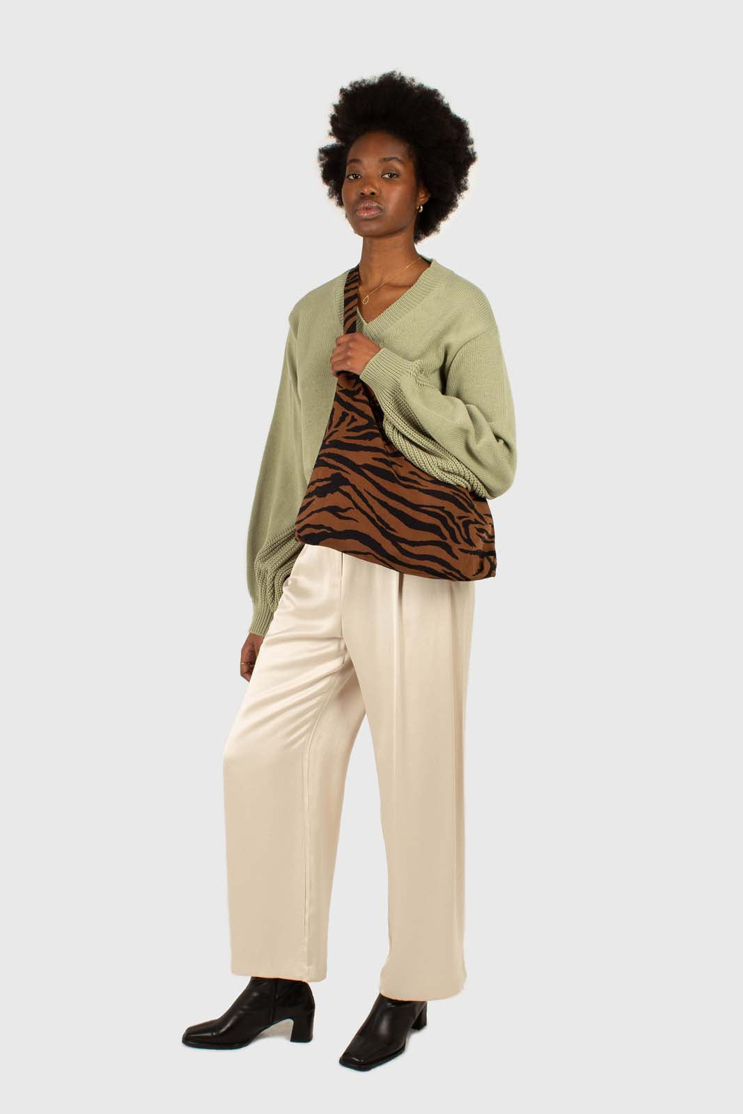 Brown and black zebra print tie strap tote_5