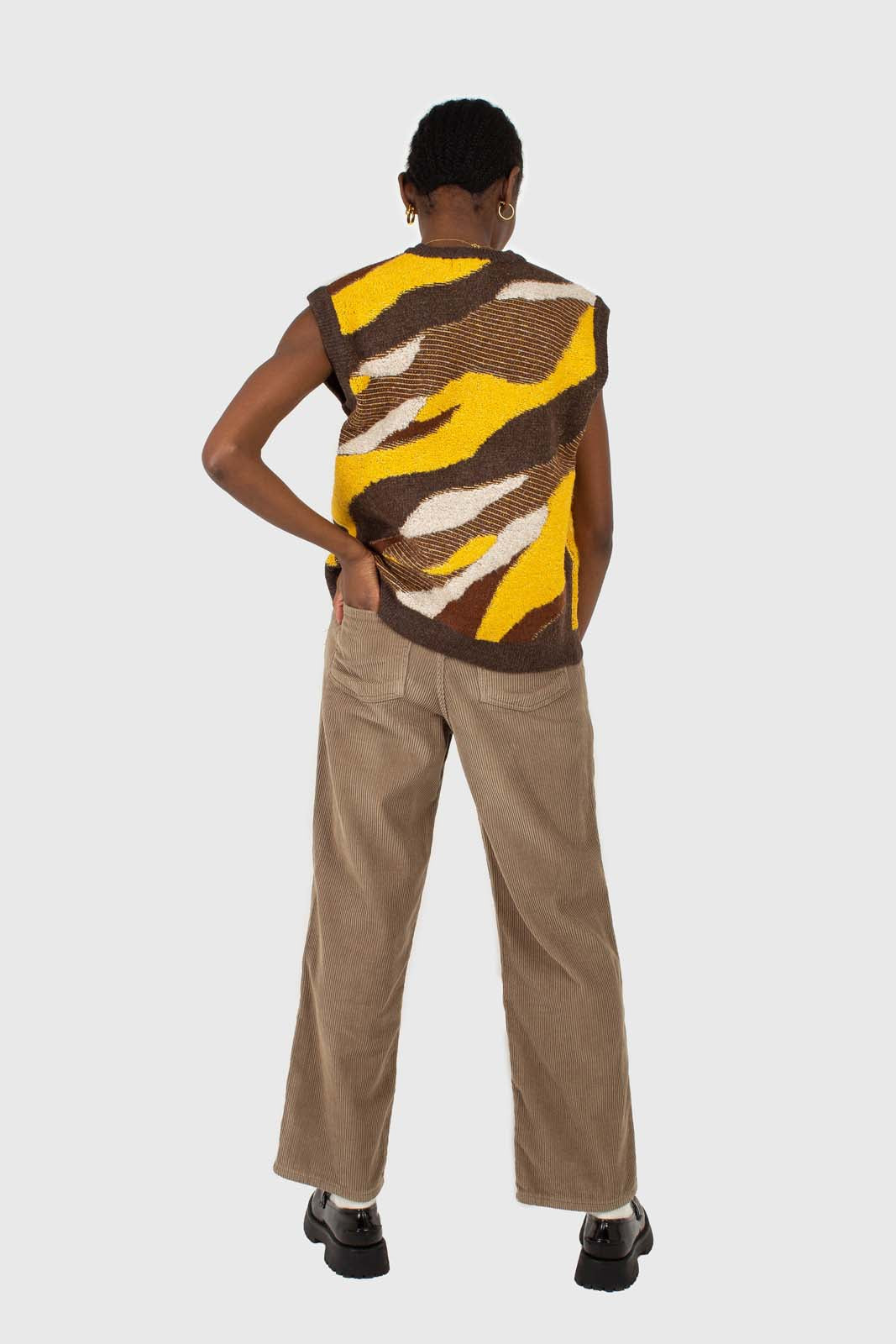 Brown and yellow layered intarsia vest_6
