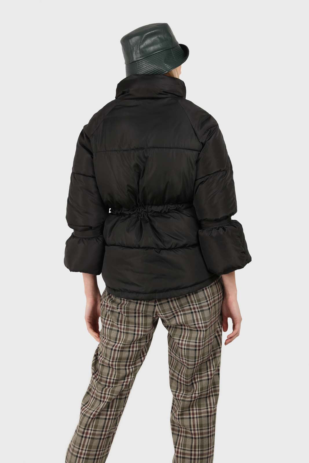 Khaki bold checked slim ankle trousers_5