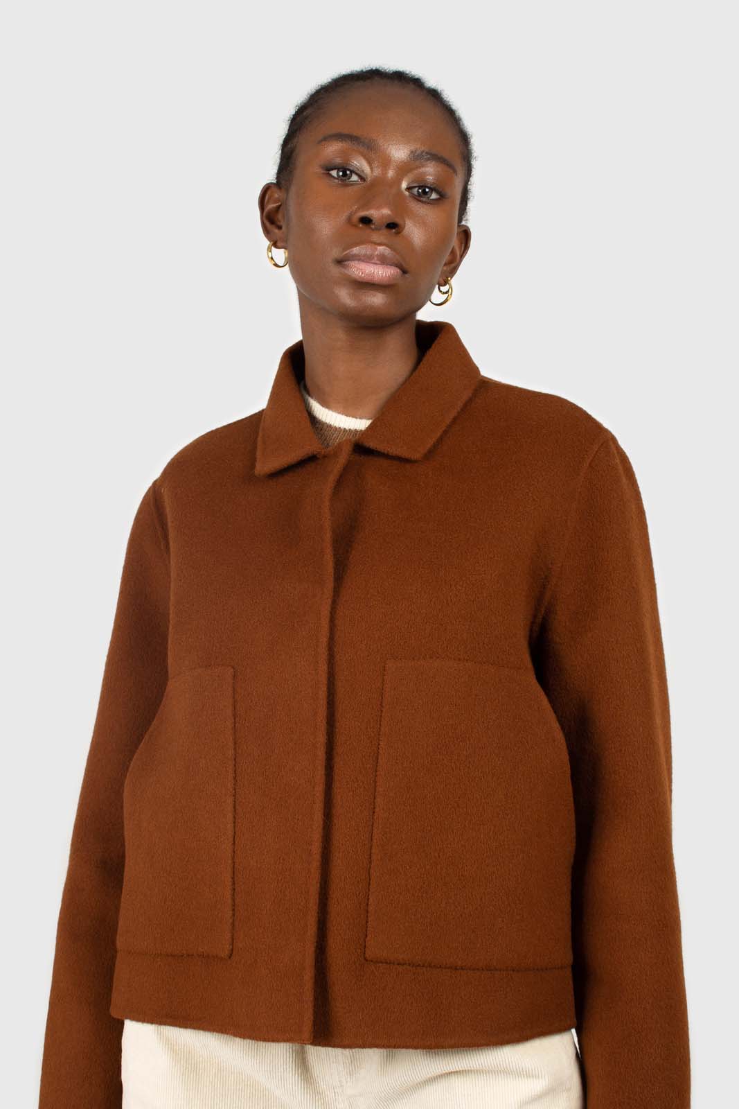 Brown handmade wool blend jacket_1