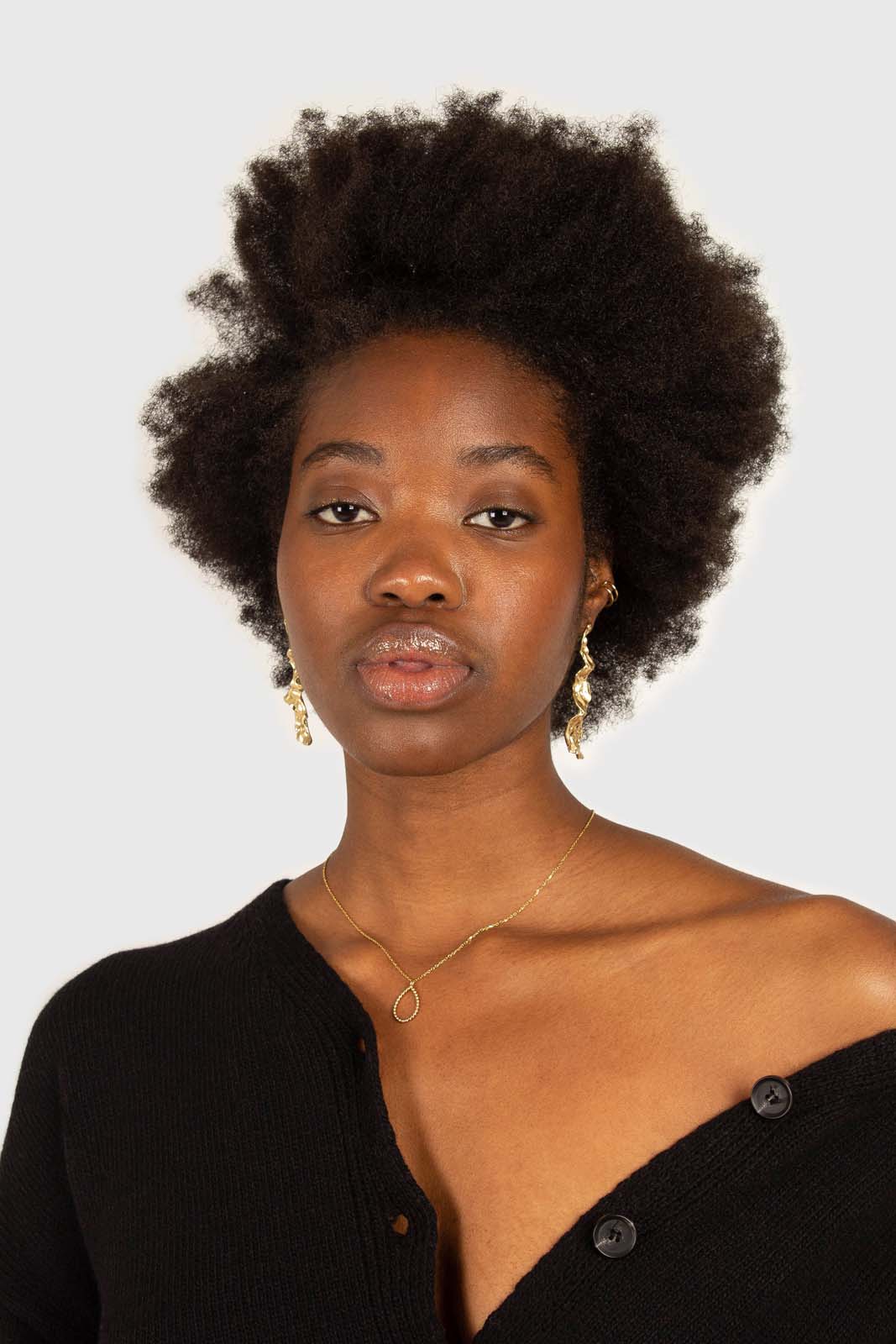 Black wool blend v-neck loose fit cardigan_10