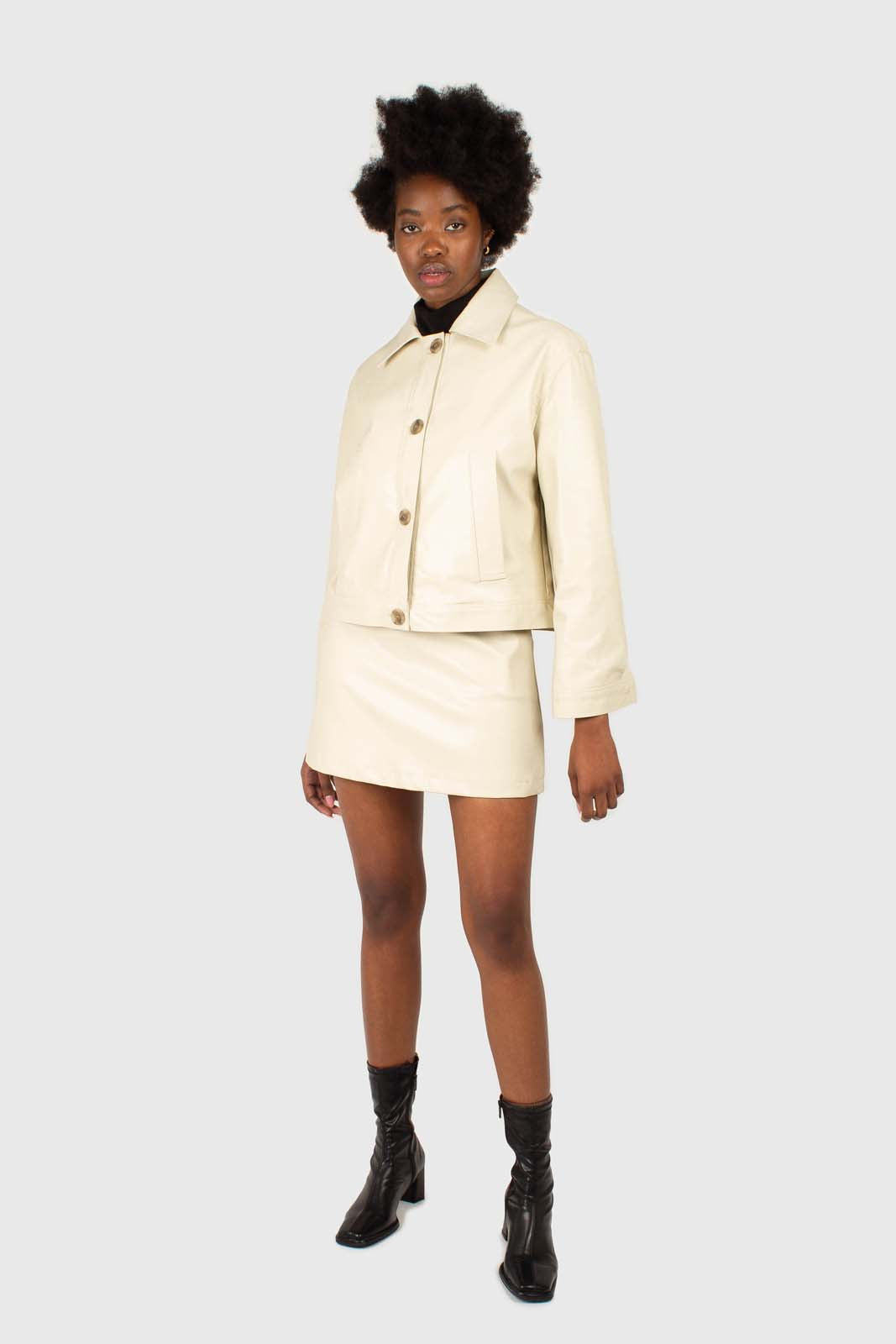 Ivory vegan leather short jacket_1