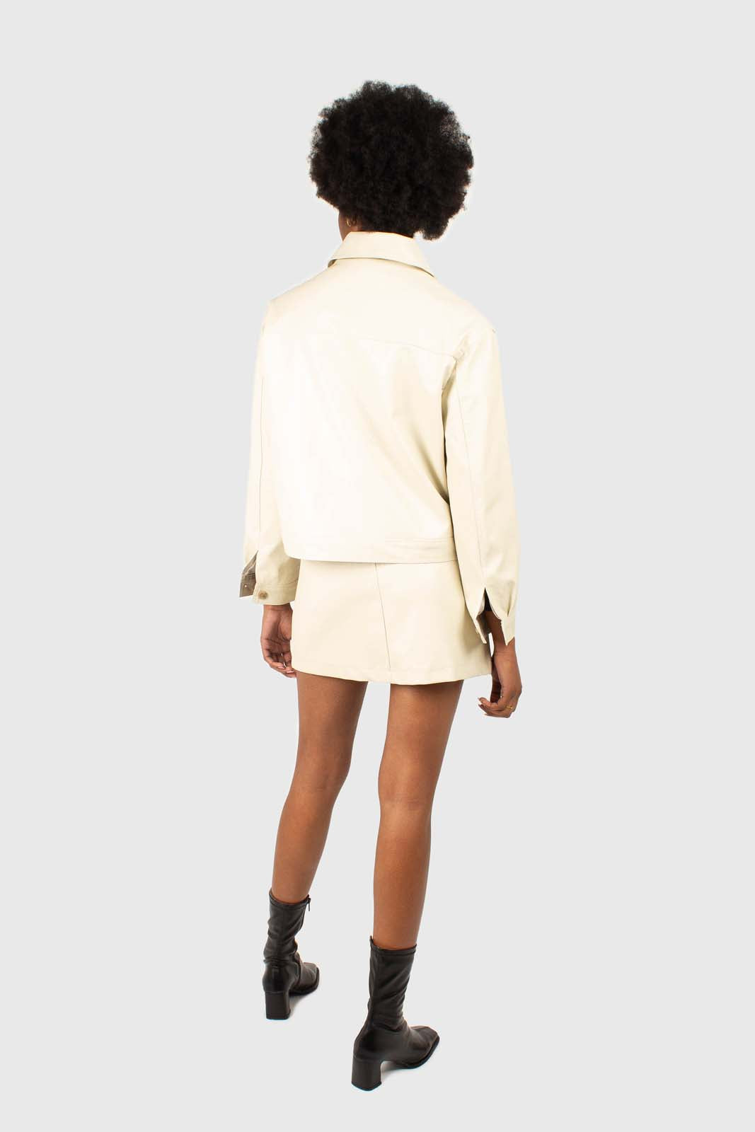 Ivory vegan leather short jacket_2