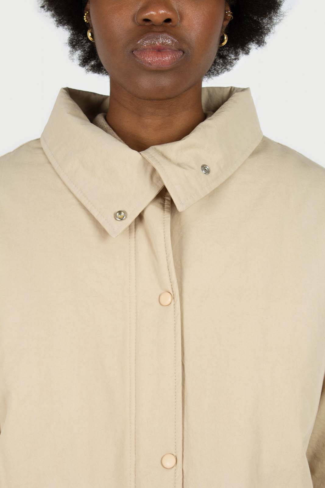 Beige teddy lined cinch back parka_8