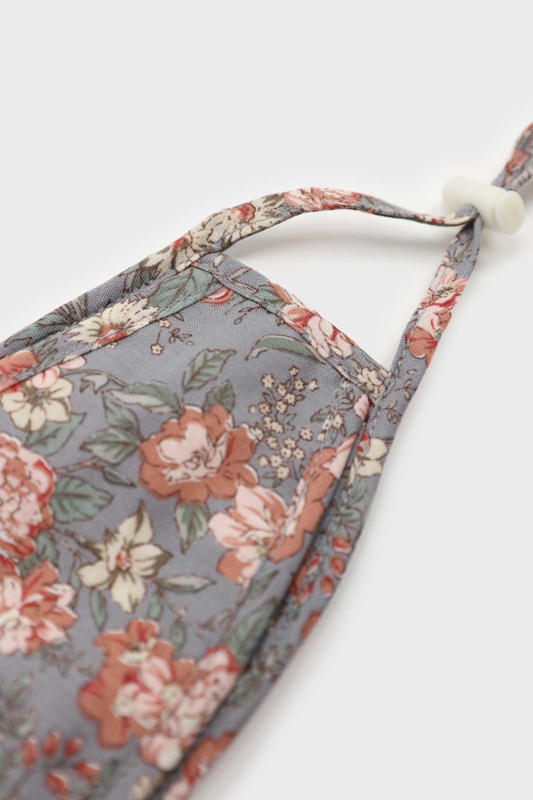 Blue and large pink floral print face mask_1