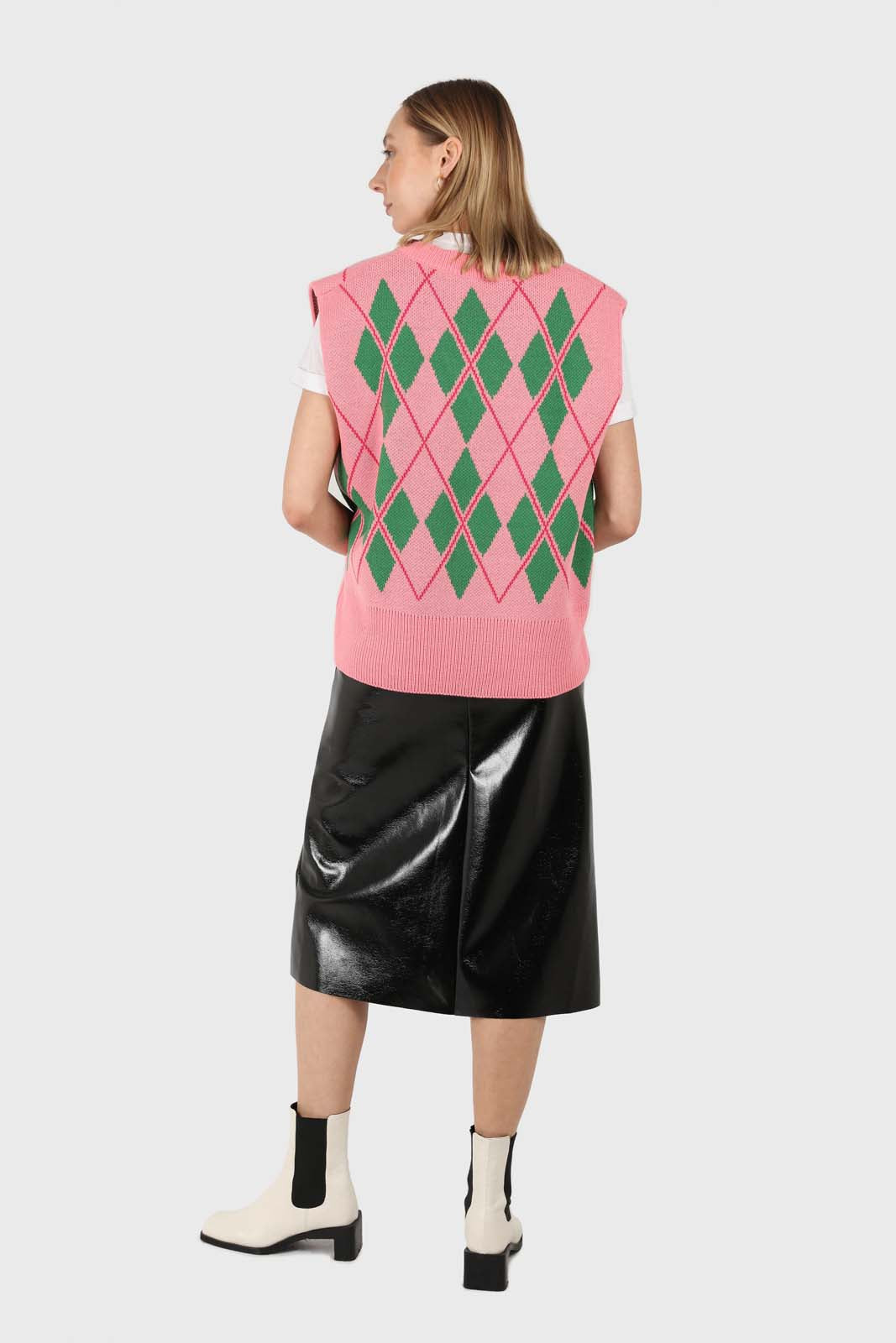 Pink and bright green argyle sweater vest_4