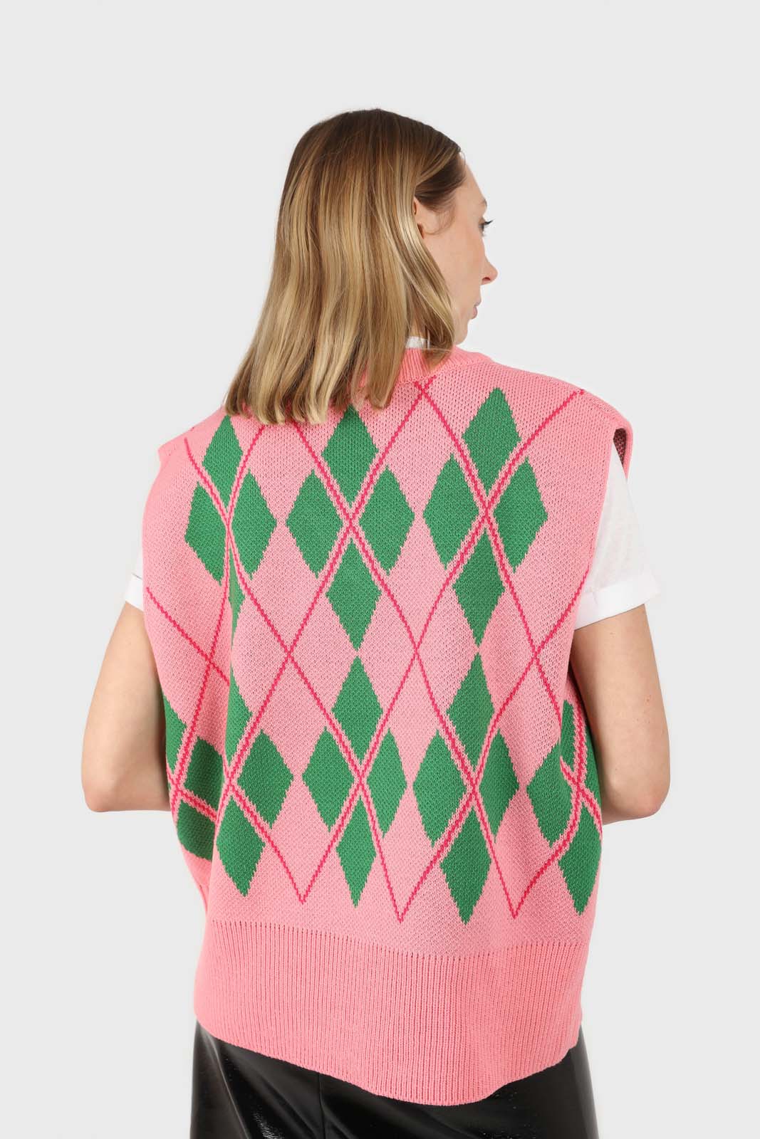 Pink and bright green argyle sweater vest_2