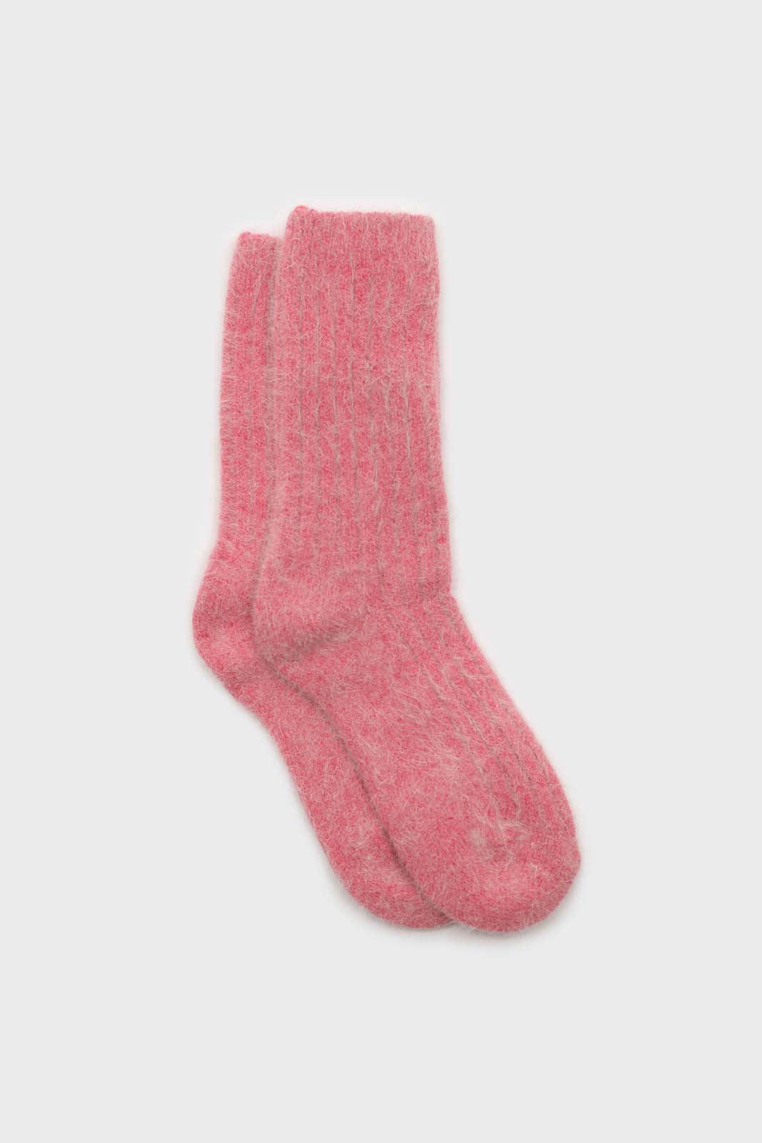 Pale red large ribbed angora socks_1