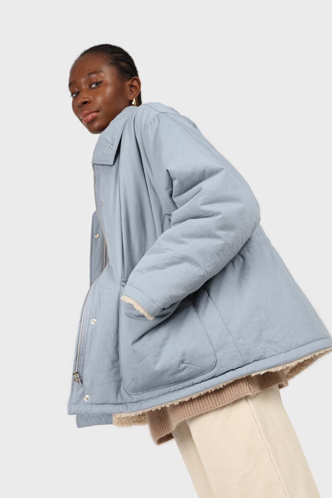 Blue teddy lined cinch back parka_4