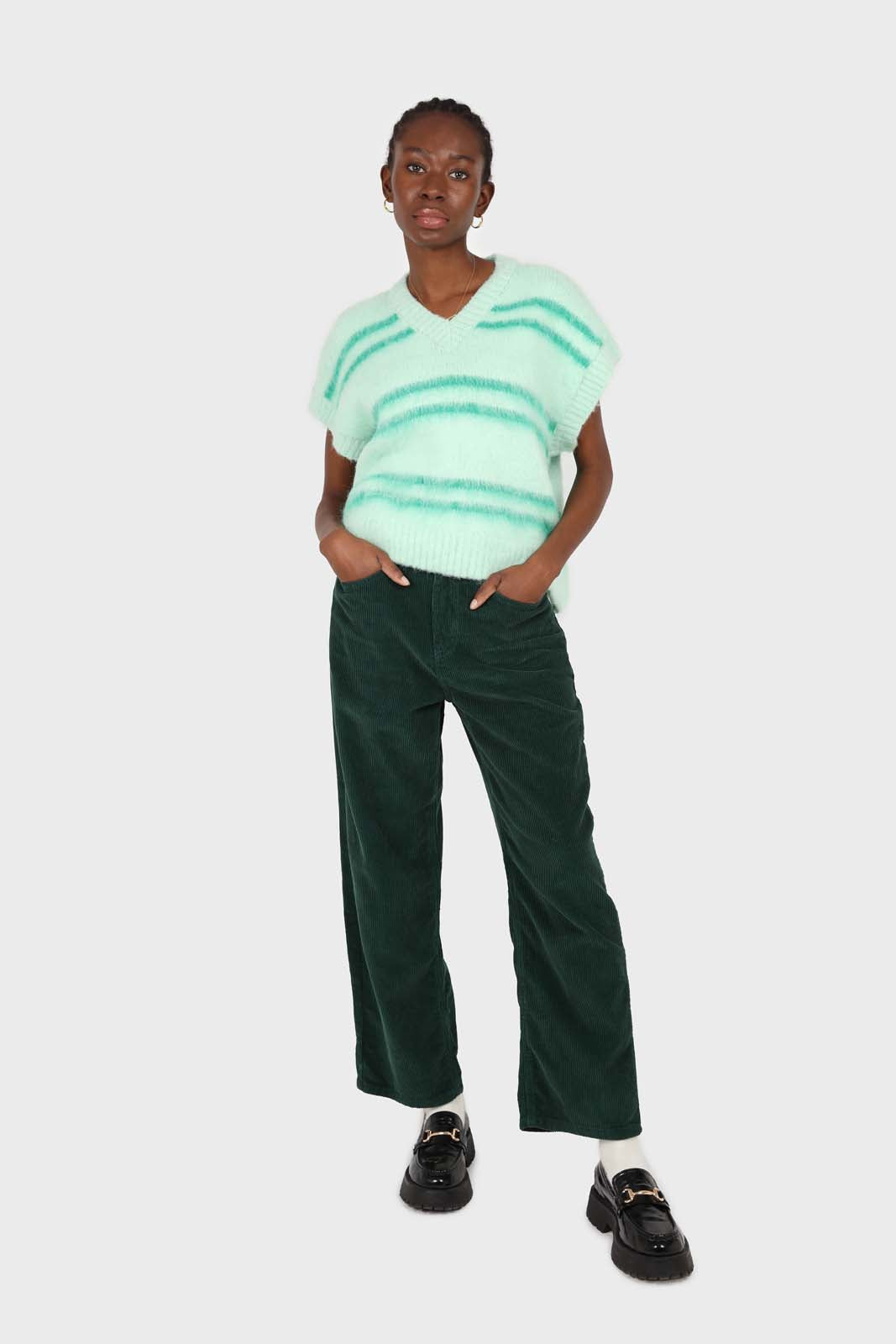 Mint striped wool blend sweater vest_2