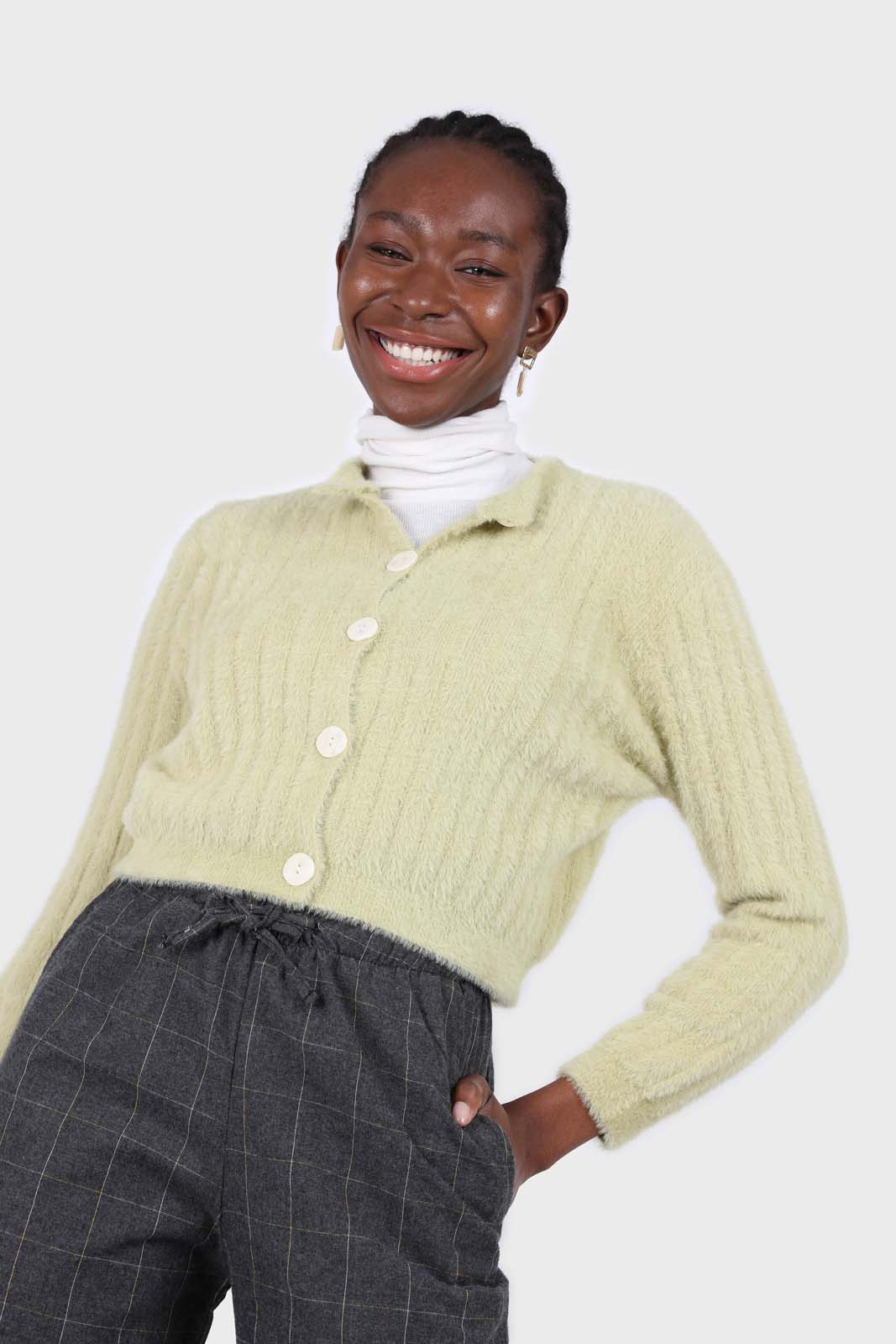 Mint fuzzy cropped cardigan_1