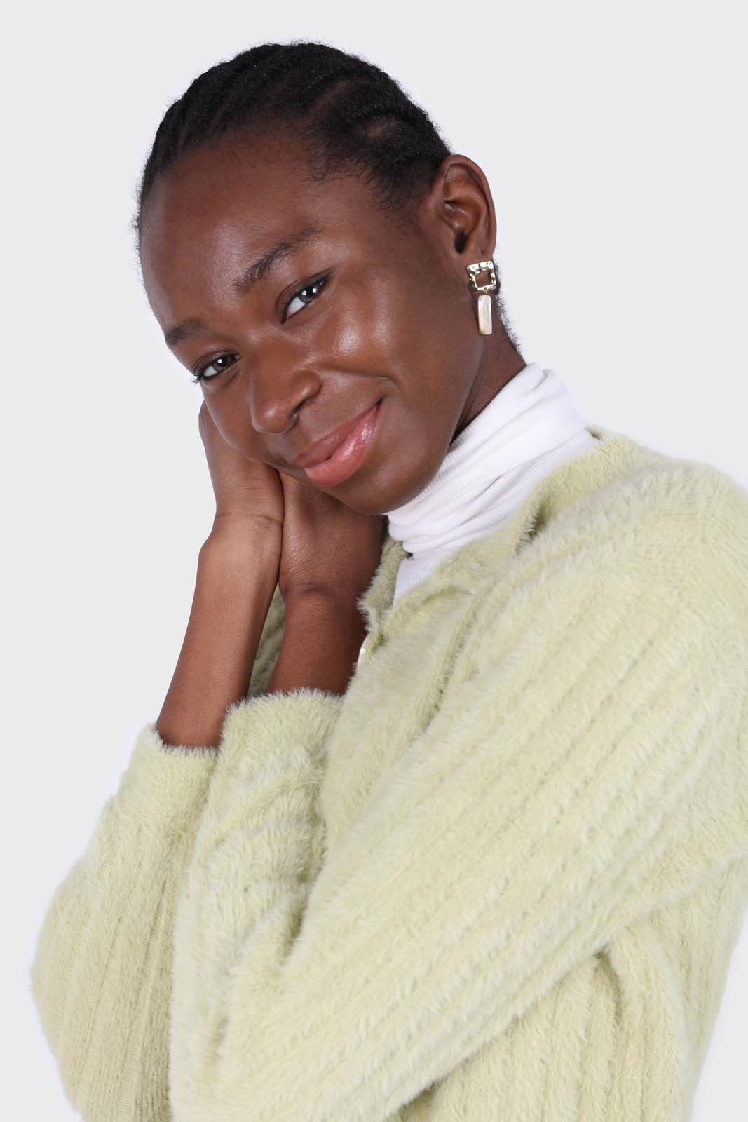 Mint fuzzy cropped cardigan_3