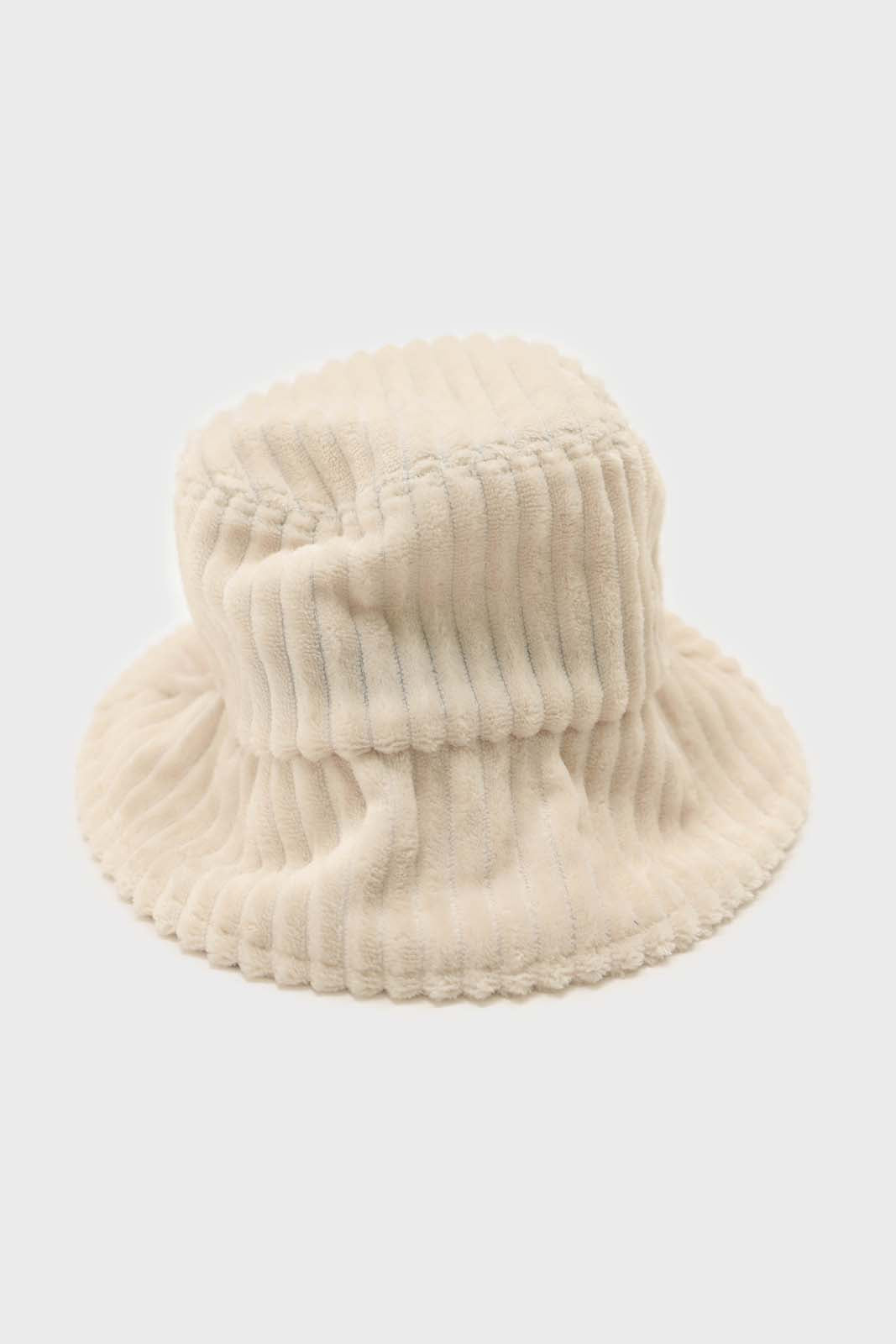 Ivory large ribbed bucket hat_1
