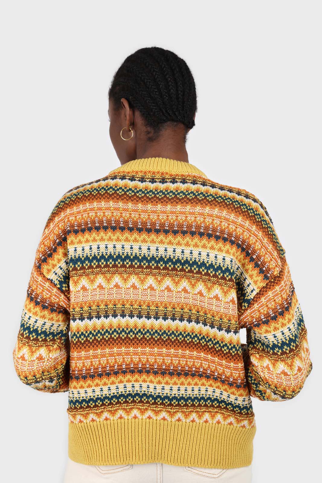Yellow multi patterned crew neck jumper_6