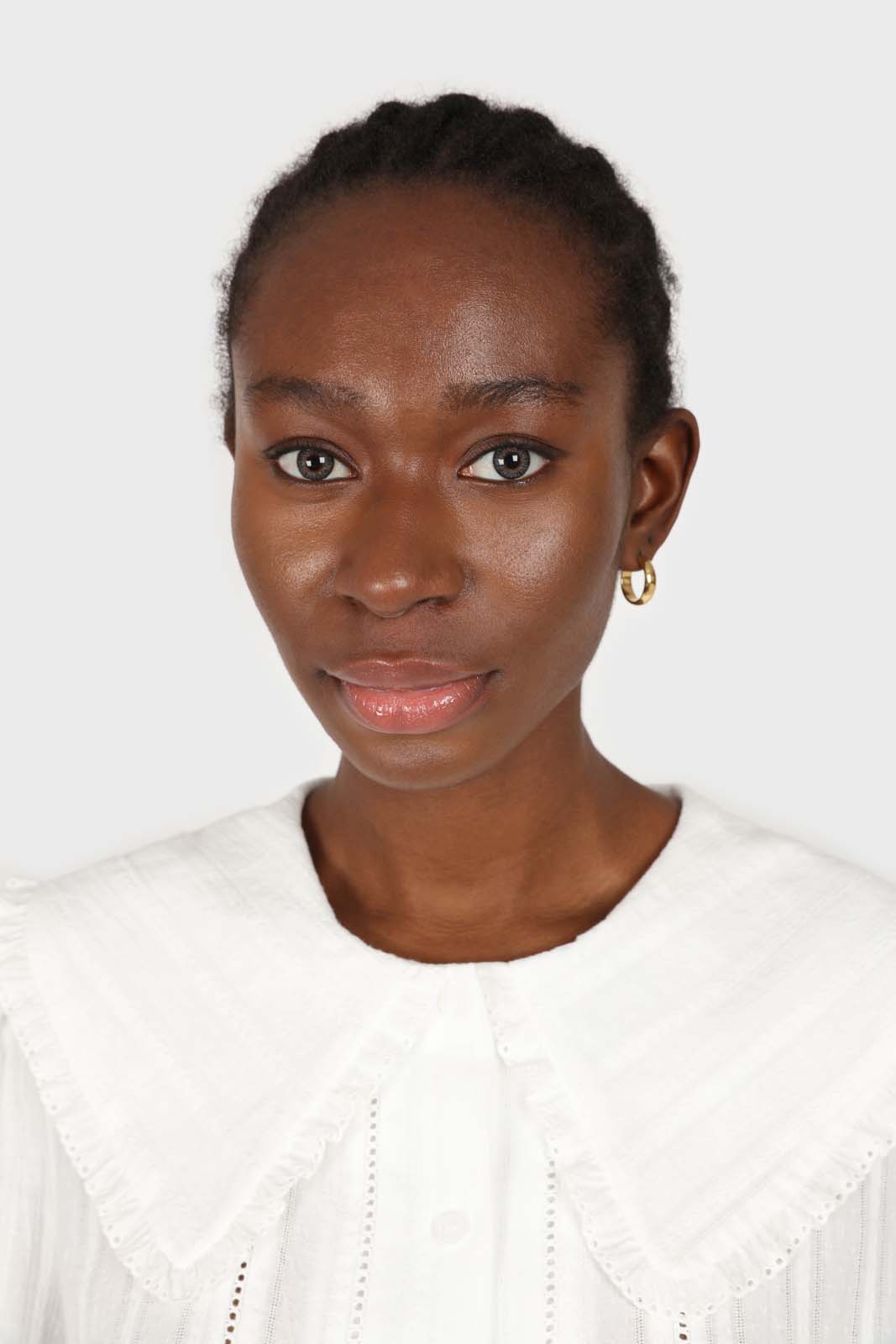 White lace trim large collar blouse_4