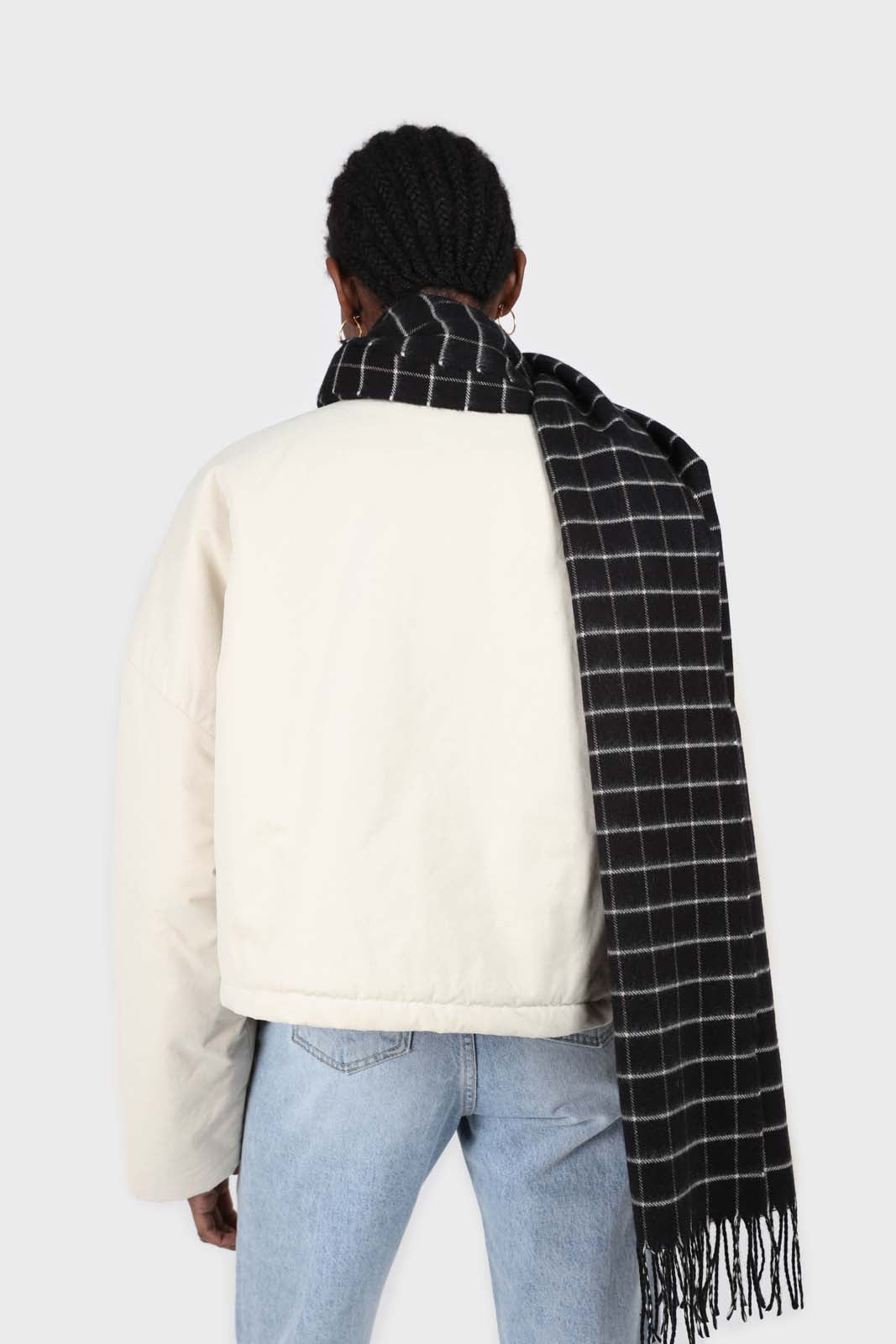 Black and white box check scarf_7