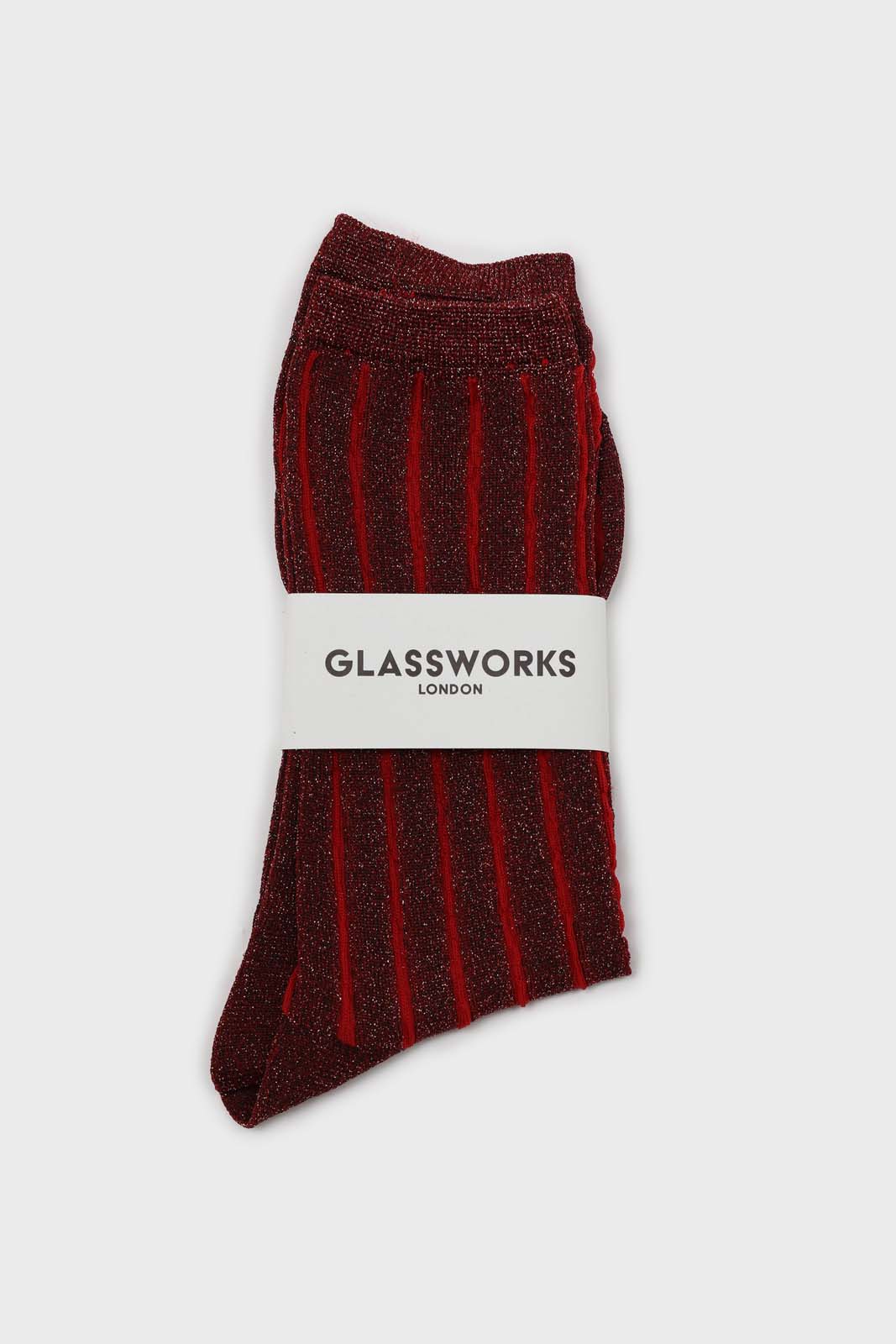 Red contrast metallic ribbed socks_4