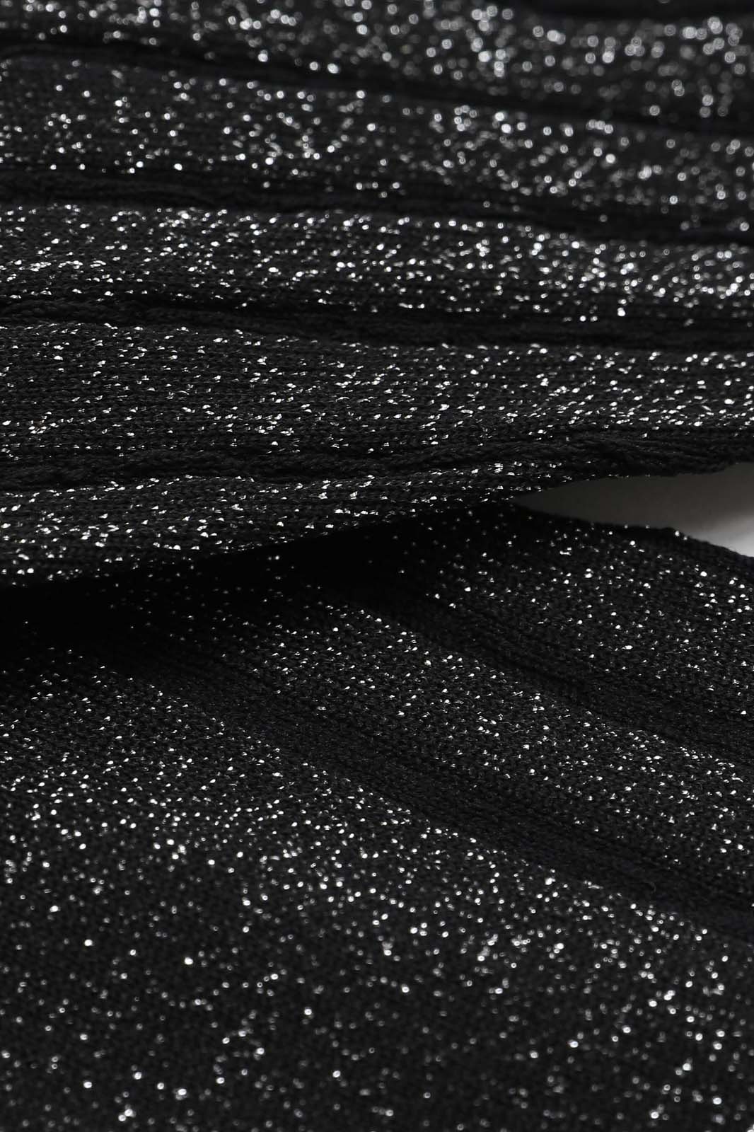 Black contrast metallic ribbed socks_2