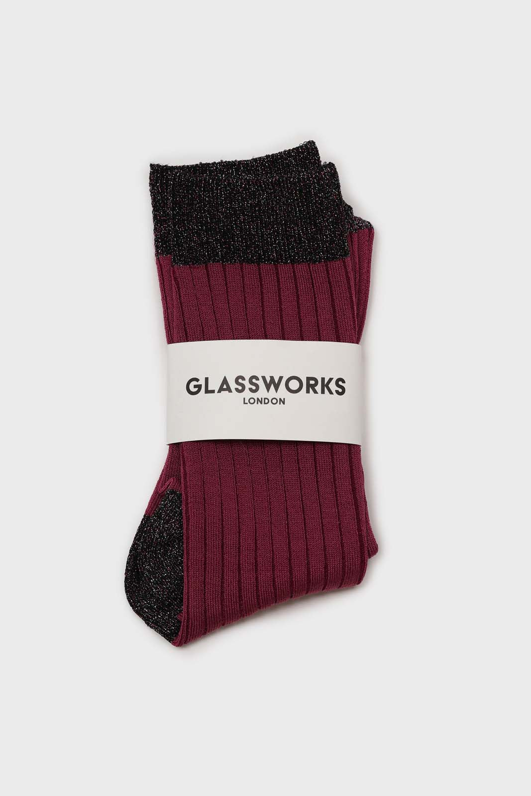 Purple contrast metallic trim socks_3