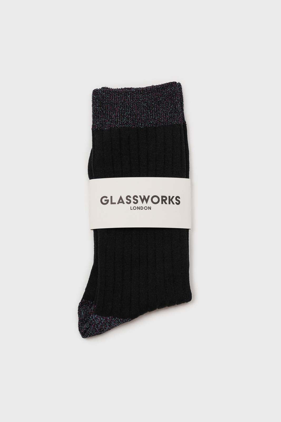 Black contrast metallic trim socks_3