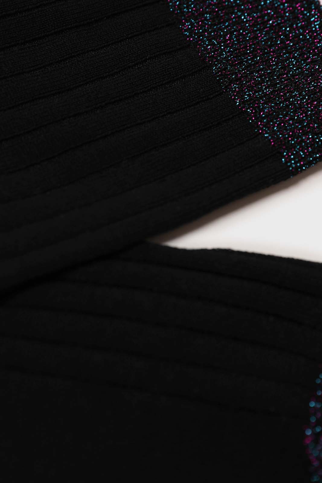 Black contrast metallic trim socks_2
