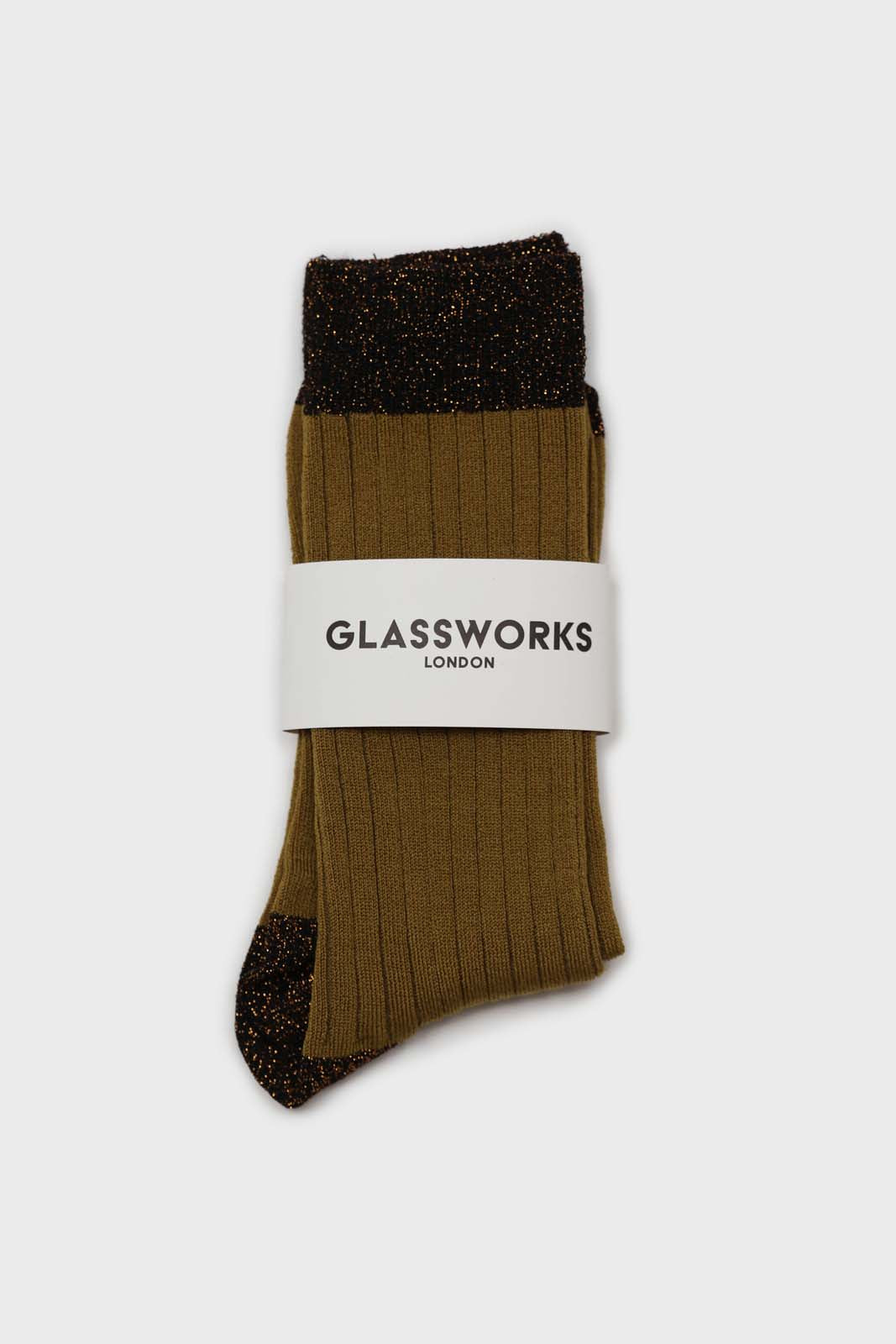 Mustard contrast metallic trim socks_3