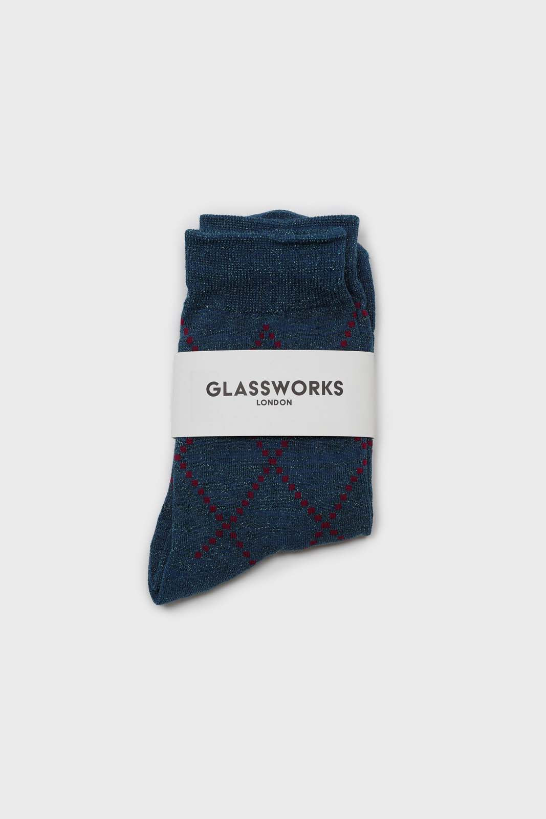 Blue and purple dotted diamond metallic socks_3