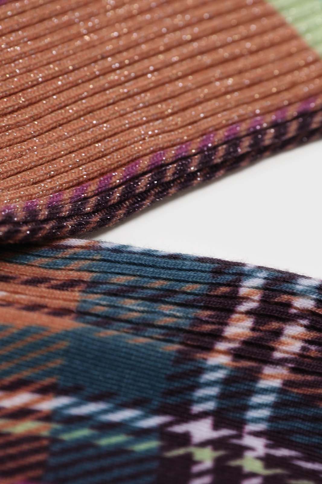 Light blue and purple metallic checked socks_2