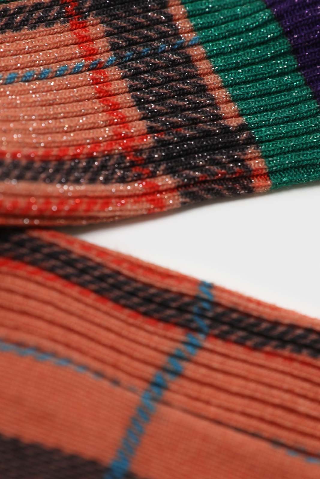 Orange and green metallic checked socks_2