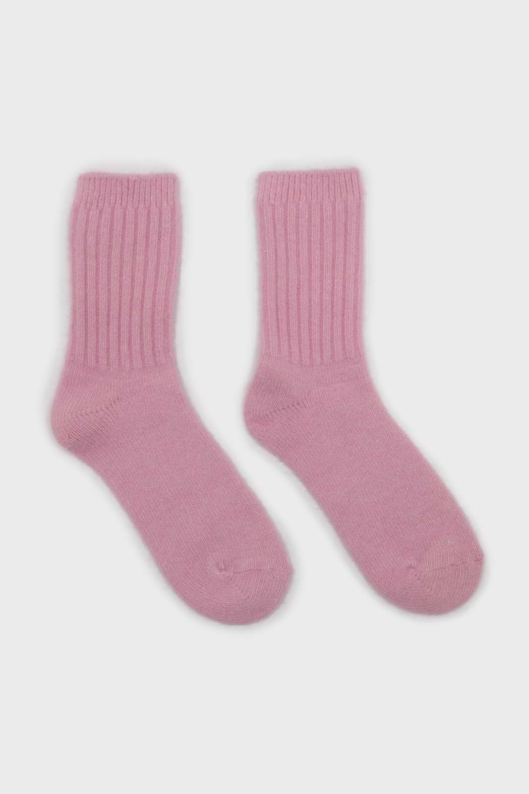 Bright pink angora ribbed socks_3