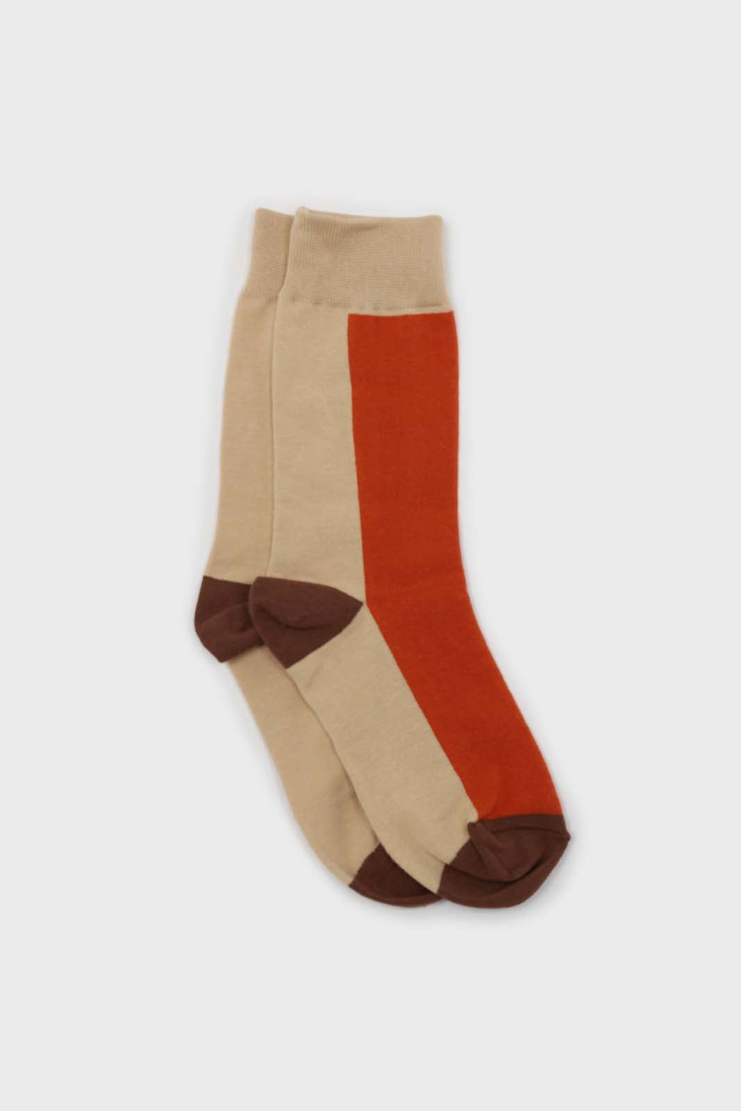 Orange and beige thick vertical strip socks_1