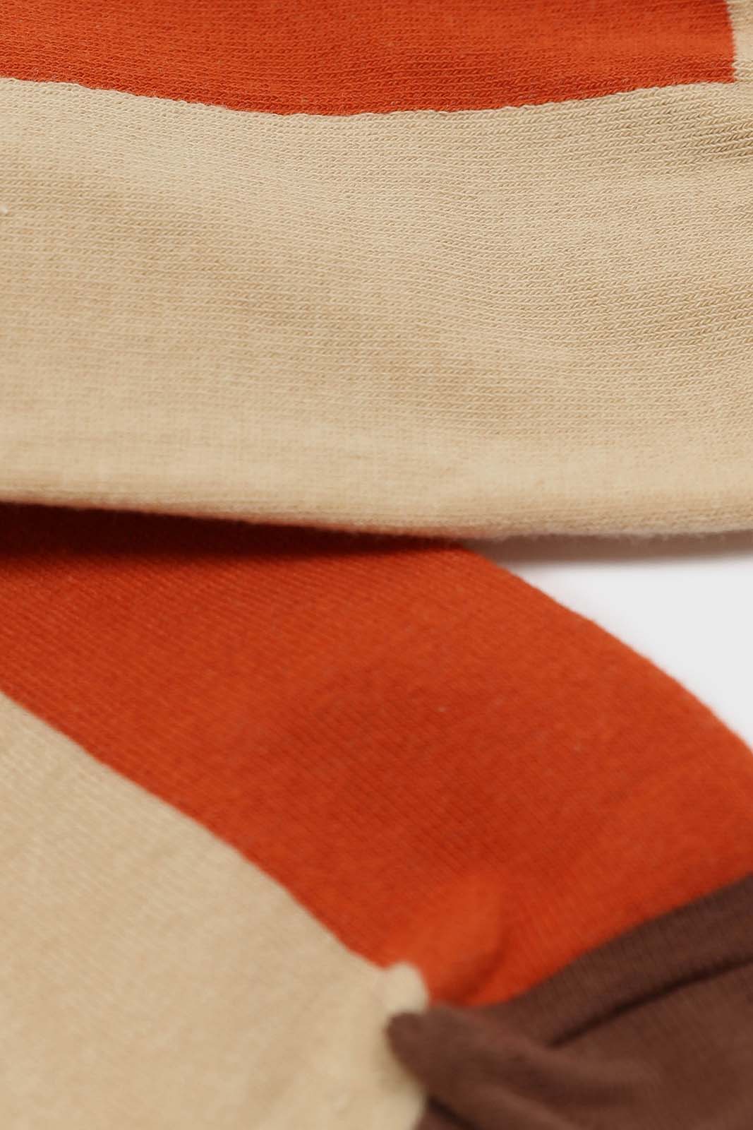 Orange and beige thick vertical strip socks_2