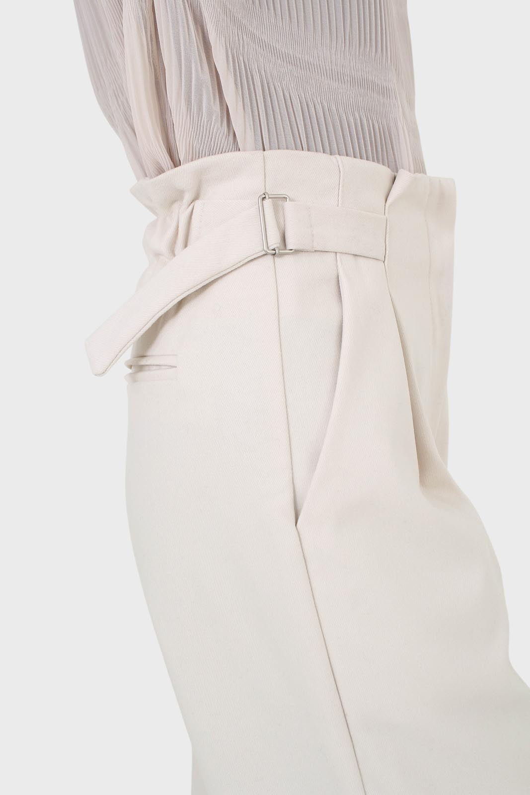 Ivory side buckle wide leg trousers_2