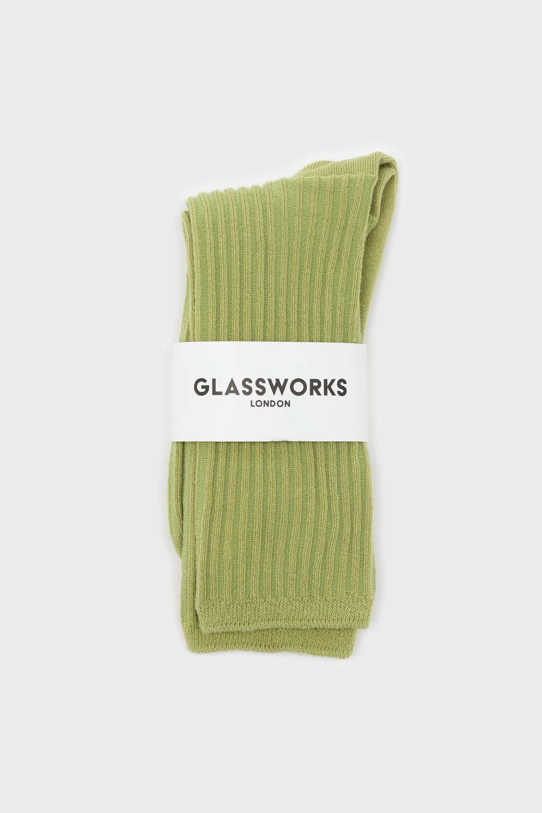 Lime green long ribbed socks_3