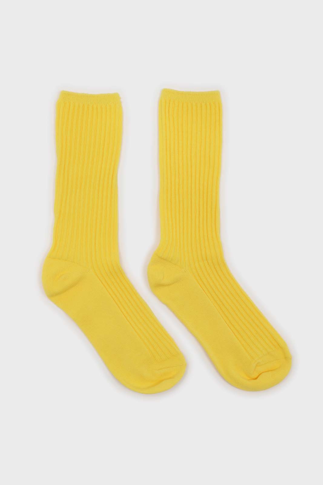 Bright yellow long ribbed socks_4
