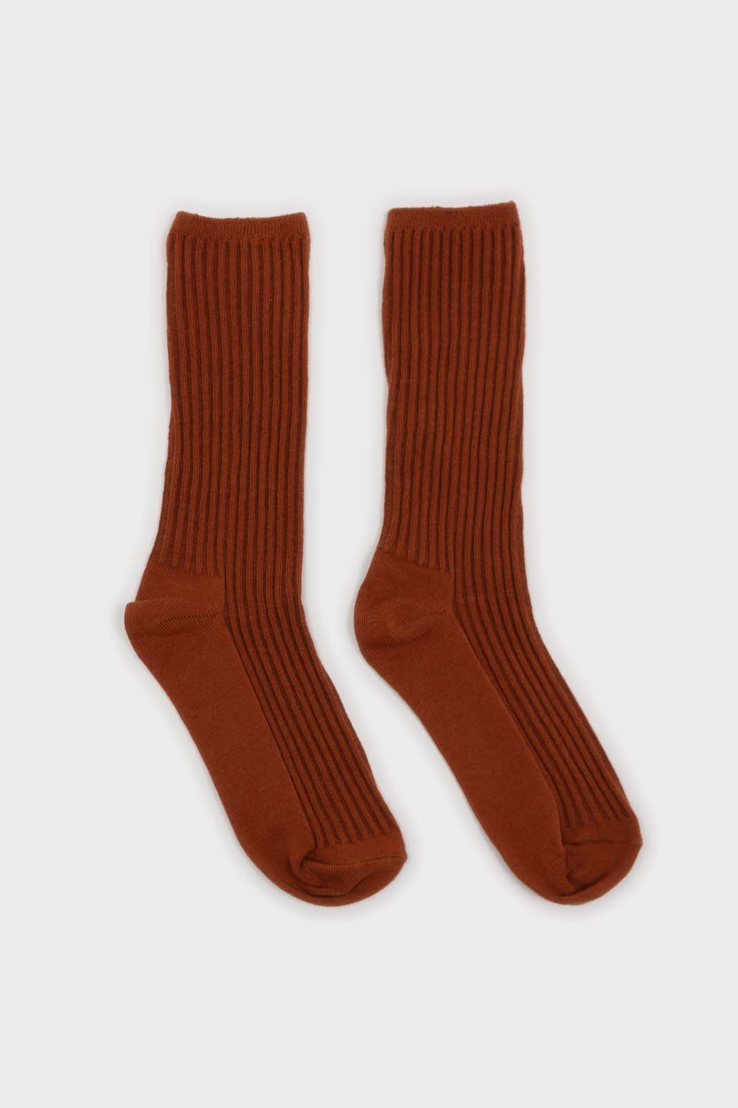 Brown long ribbed socks_4
