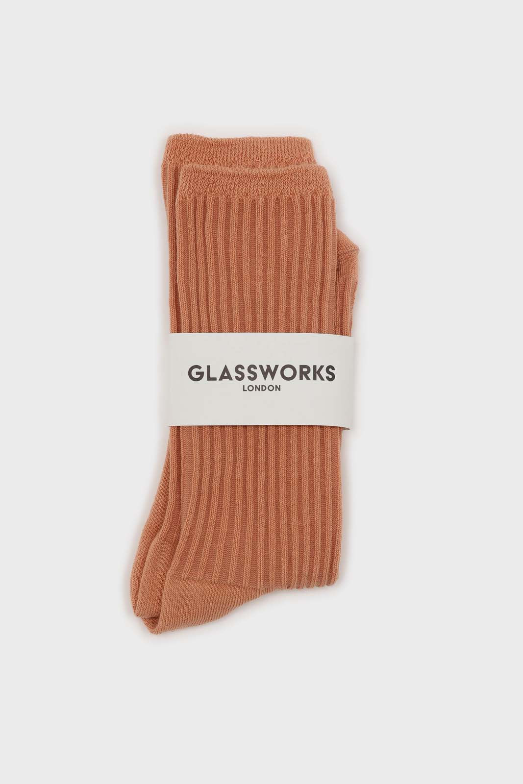 Peach long ribbed socks_3