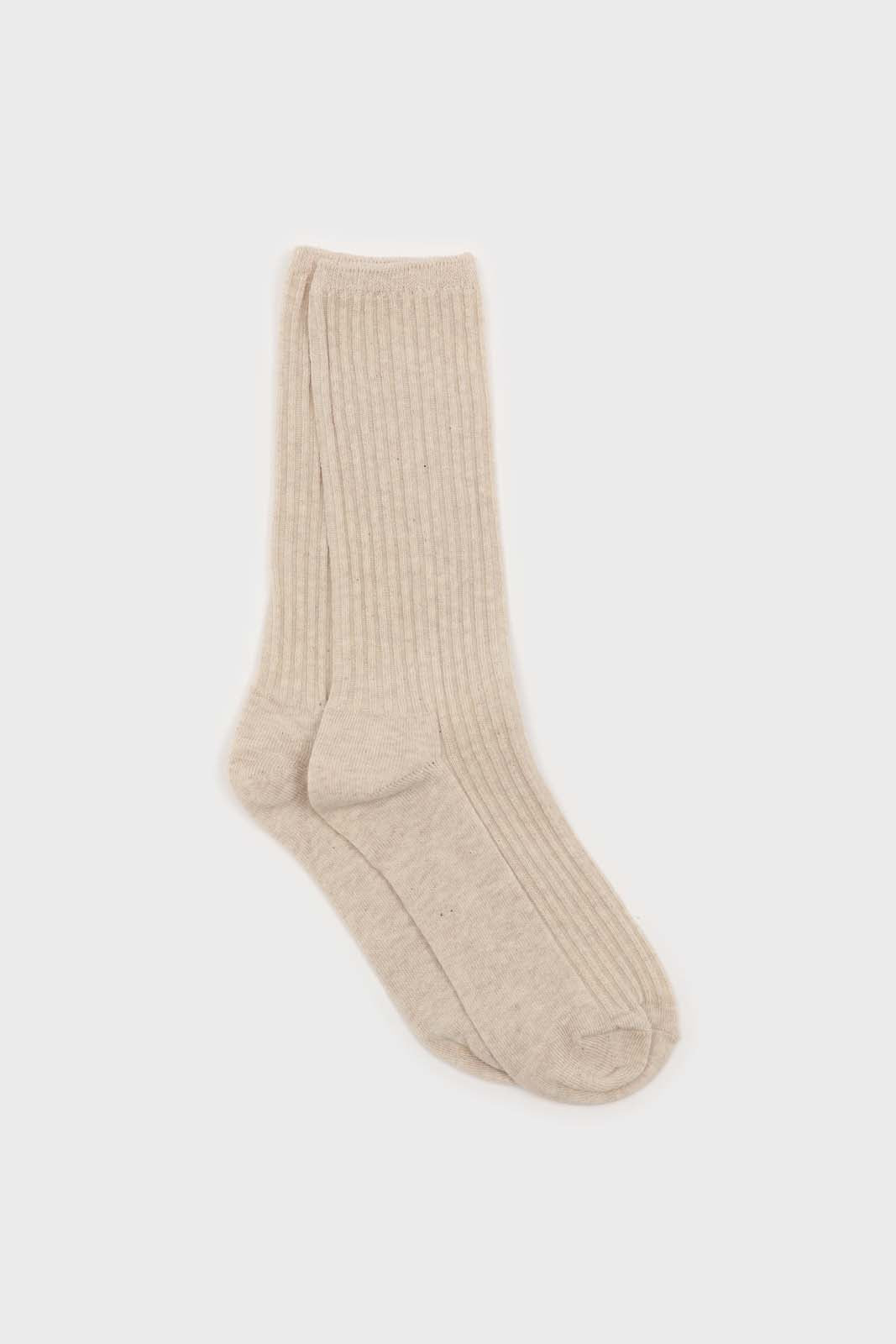 Oatmeal long ribbed socks_1